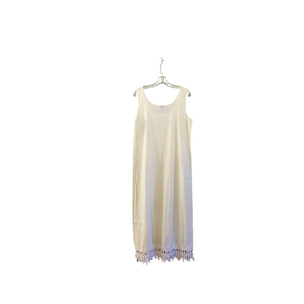 New Options By Kate Seddes Women's Large White Sleeveless Midi Dress or Slip Wit